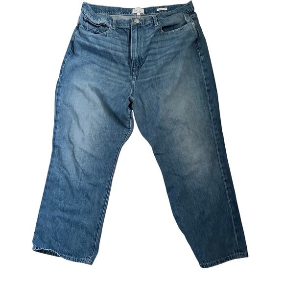 Frame 32 Le Jane Ankle Cropped High Rise Straight Leg Jeans Denim Cottom Blue - Picture 2 of 10